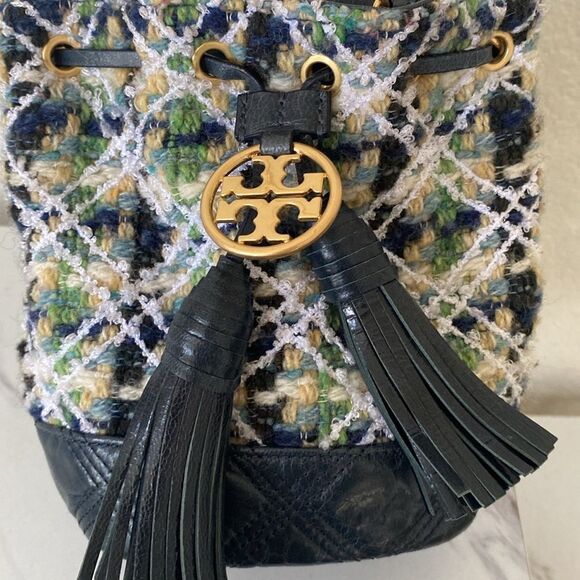 Tory Burch Multi Colored Fleming Soft Mini Tweed Bucket Bag - Picture 3 of 8
